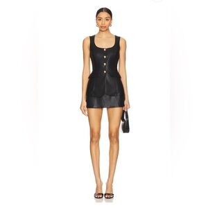 Amanda Uprichard Black Mini Dress with Gold Buttons